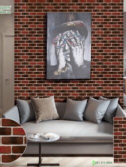 วอลเปเปอร์ลายอิฐแดงปนน้ำตาล