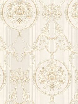 วอลเปเปอร์ลายหลุยส์ใบไม้ สีครีม