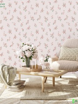 วอลเปเปอร์ลายดอกไม้ สีส้มโอรส พื้นหลังชมพู