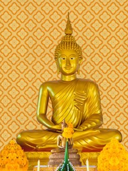 วอลเปเปอร์ลายไทยราคาถูกลายประจำยามพื้นทอง