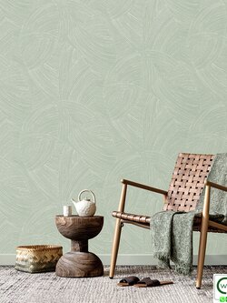 วอลเปเปอร์โมเดิร์น สีเขียวอมเทา No.52521-3