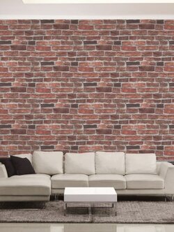 วอลเปเปอร์ลายอิฐสีแดงน้ำตาล หน้ากว้าง 1 เมตร แถมกาวติดวอล 20 ตรม