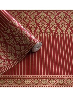 ผนังลายไทย ลายกรวยเชิงสีแดง