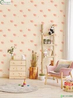 วอลเปเปอร์ติดผนังหน้ากว้าง 1 เมตร ลายหัวใจ