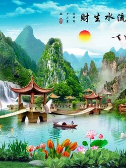 วอลเปเปอร์ปริ้นต์ติ้งลายน้ำตกมงคล JWT-24