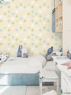 วอลเปเปอร์ติดผนังหน้ากว้าง 1 เมตร ลายวงกลม