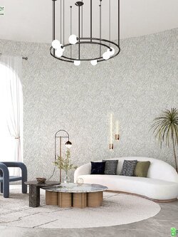 วอลเปเปอร์ห้องนั่งเล่น ลายหินอ่อนสีเทาเงิน หน้ากว้าง 1 เมตร