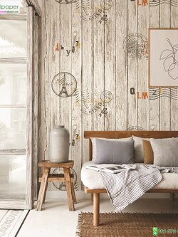 วอลเปเปอร์ลายไม้ระแนงมีตราประทับ