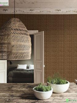 วอลเปเปอร์หน้ากว้าง 1 เมตร ลายตะกร้าหวาย สีน้ำตาลแข้ม