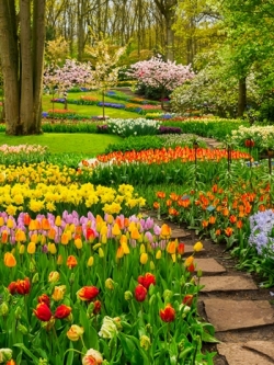 วอลเปเปอร์ภาพวิวสั่งพิมพ์ภาพสวนดอกไม้หลากสี