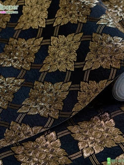 wallpaper ลายไทย ตราประจำยาม สีดำ-ทอง