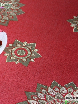 wallpaper ลายไทย ลายดาว สีทองพื้นแดง