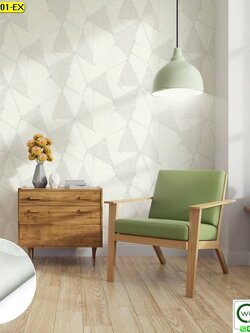 วอลเปเปอร์ลายกราฟิกสีครีมสลับเทา No.SK7857