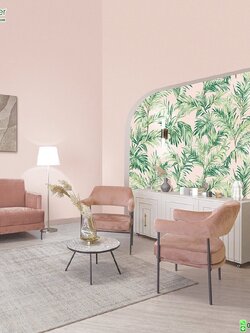 วอลเปเปอร์ห้องนั่งเล่น สีชมพูอมน้ำตาล