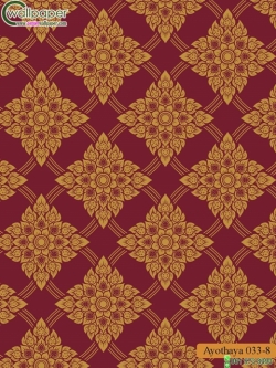 วอลเปเปอร์ลายไทยห้องพระ ลายประจำยามสีแดง