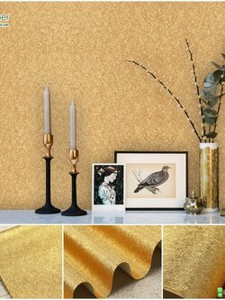 วอลเปเปอร์ติดผนังลายเรียบสีทอง