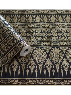 วอลเปเปอร์ติดผนังลายไทย ลายกรวยเชิงสีดำ