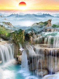 วอลเปเปอร์ปริ้นต์ติ้งลายน้ำตกมงคล JWT-25