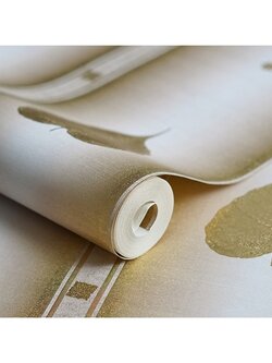 วอลเปเปอร์ติดผนังลายไทย ลายใบโพธิ์สีทอง