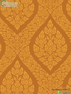 วอลเปเปอร์ลายไทยห้องพระ ลายพุ่มข้าวบิณฑ์สีทอง