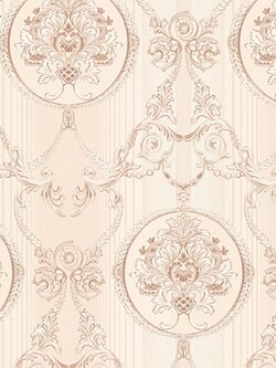 วอลเปเปอร์ลายหลุยส์ใบไม้ สีชมพูอ่อน