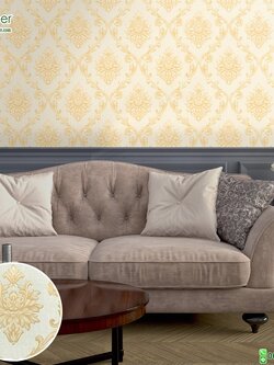 วอลเปเปอร์ติดผนังลายหลุยส์ พื้นสีเหลือง