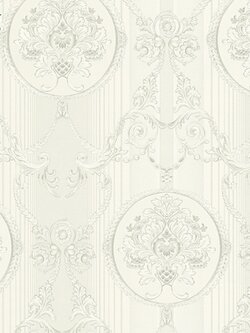 วอลเปเปอร์ลายหลุยส์ใบไม้ สีขาวอมครีม