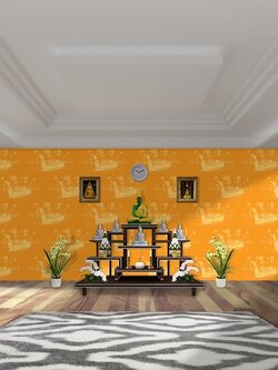 วอลเปเปอร์ลายไทยราคาถูกลายเรือสุพรรณหงส์พื้นทอง