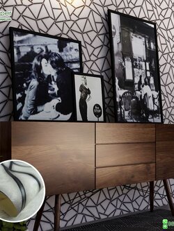 วอลเปเปอร์ติดผนังลายกราฟฟิค พื้นเทาเข้มลายดำ