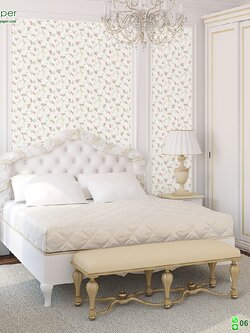 วอลเปเปอร์ติดผนังลายดอกไม้ สีส้มโอรส