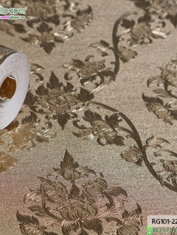 wallpaper ลายไทย ดอกพุดตาล สีทอง