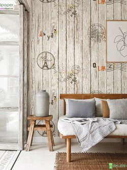 วอลเปเปอร์หน้ากว้าง ลายไม้ระแนงมีตราประทับ