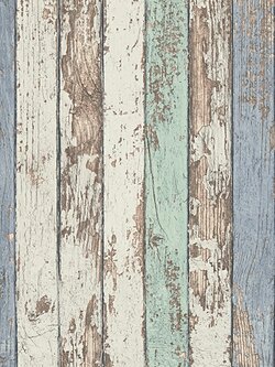 Wallpaper ลายไม้ระแนงฟ้า เขียว ขาว