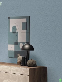 วอลเปเปอร์ติดผนังลายซิกแซกสีฟ้าเทา