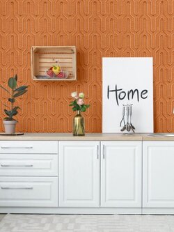 วอลเปเปอร์ติดผนัง 3D ลายเส้นสีส้ม