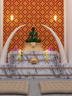 วอลเปเปอร์ลายไทยราคาถูก ลายประจำยามพื้นแดง