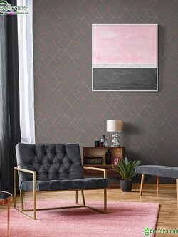 วอลเปเปอร์หน้ากว้าง 1 เมตร ลายโมเดิร์นกราฟฟิคสีน้ำตาลแข้ม