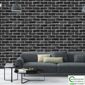 วอลเปเปอร์ลายอิฐ สีดำ No.7837-3