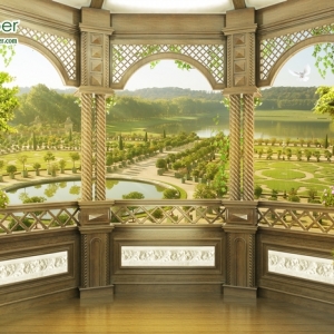 วอลเปเปอร์ภาพวิวสั่งพิมพ์ภาพระเบียงสวน