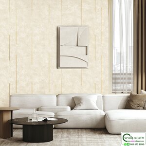 วอลเปเปอร์ลายเส้นสีทอง พื้นสีน้ำตาลอ่อน No.52518-2