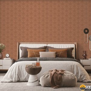 วอลเปเปอร์สไตล์โมเดิร์นหกเหลี่ยม สีน้ำตาลแดง