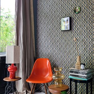 วอลเปเปอร์ติดผนังลายวงกลม สีทอง ม่วง