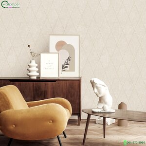 วอลเปเปอร์ห้องนั่งเล่น ลายเส้นสีทอง พื้นหลังสีน้ำตาล