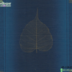 วอลเปเปอร์ติดผนังลายไทย ลายใบโพธิ์พื้นน้ำเงิน