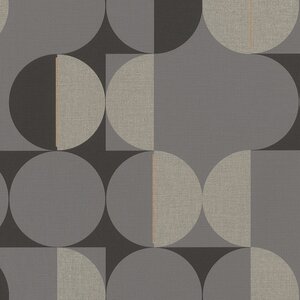 วอลเปเปอร์ติดผนังลายวงกลม สีเทาดำ สลับแข้มอ่อน