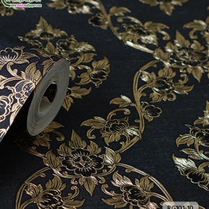 wallpaper ลายไทย ดอกพุดตาล สีดำ-ทอง