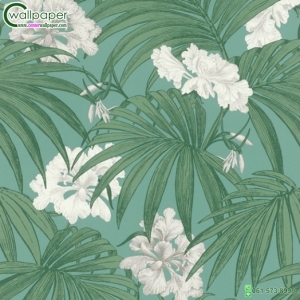 วอลเปเปอร์ติดผนังลายใบไม้สีเขียว