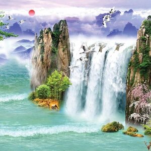 วอลเปเปอร์ปริ้นต์ติ้งลายน้ำตกมงคล JWT-11