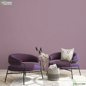 วอลเปเปอร์ห้องนั่งเล่น ลายเส้นโค้งสีม่วง