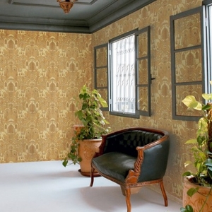 วอลเปเปอร์ลายไทยหลุยส์ช้าง สีเหลือง